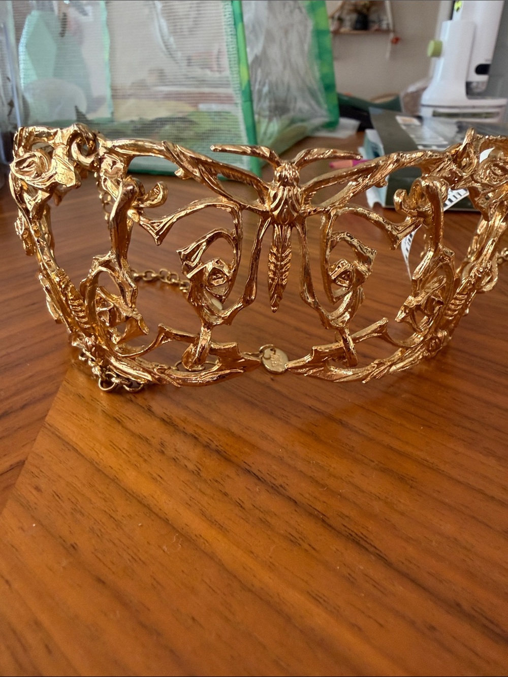 Zara Gold Ornate Filigree butterfly Choker Necklace - Picture 10 of 11